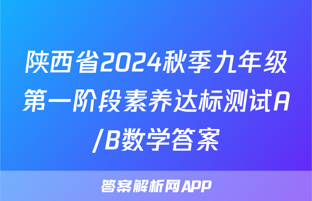 陕西省2024秋季九年级第一阶段素养达标测试A/B数学答案