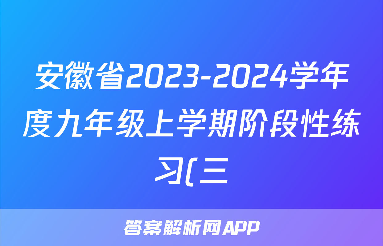 安徽省2023-2024学年度九年级上学期阶段性练习(三)语文x试卷