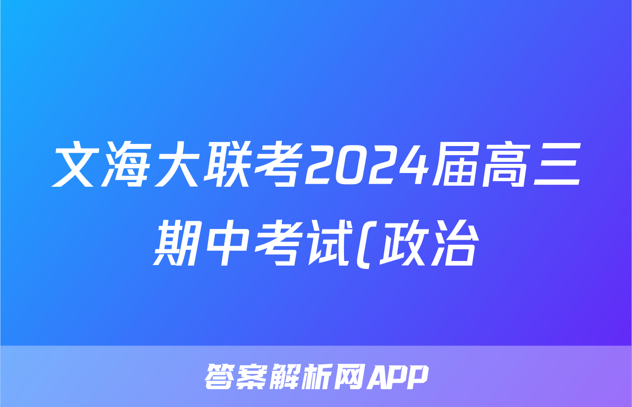 文海大联考2024届高三期中考试(政治)试卷答案